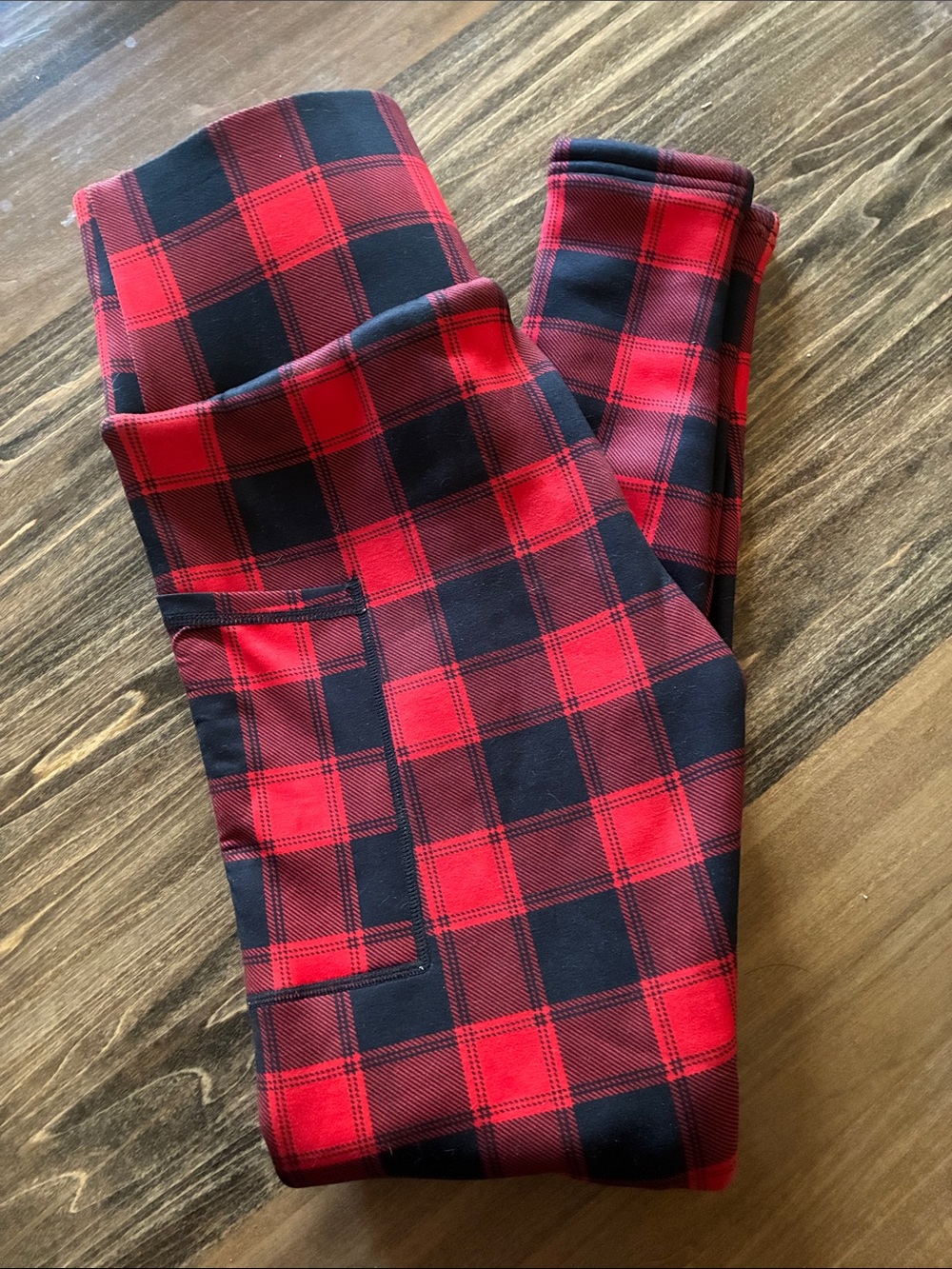CVG Heavy velvety lined Red and Black Plaid Leggings